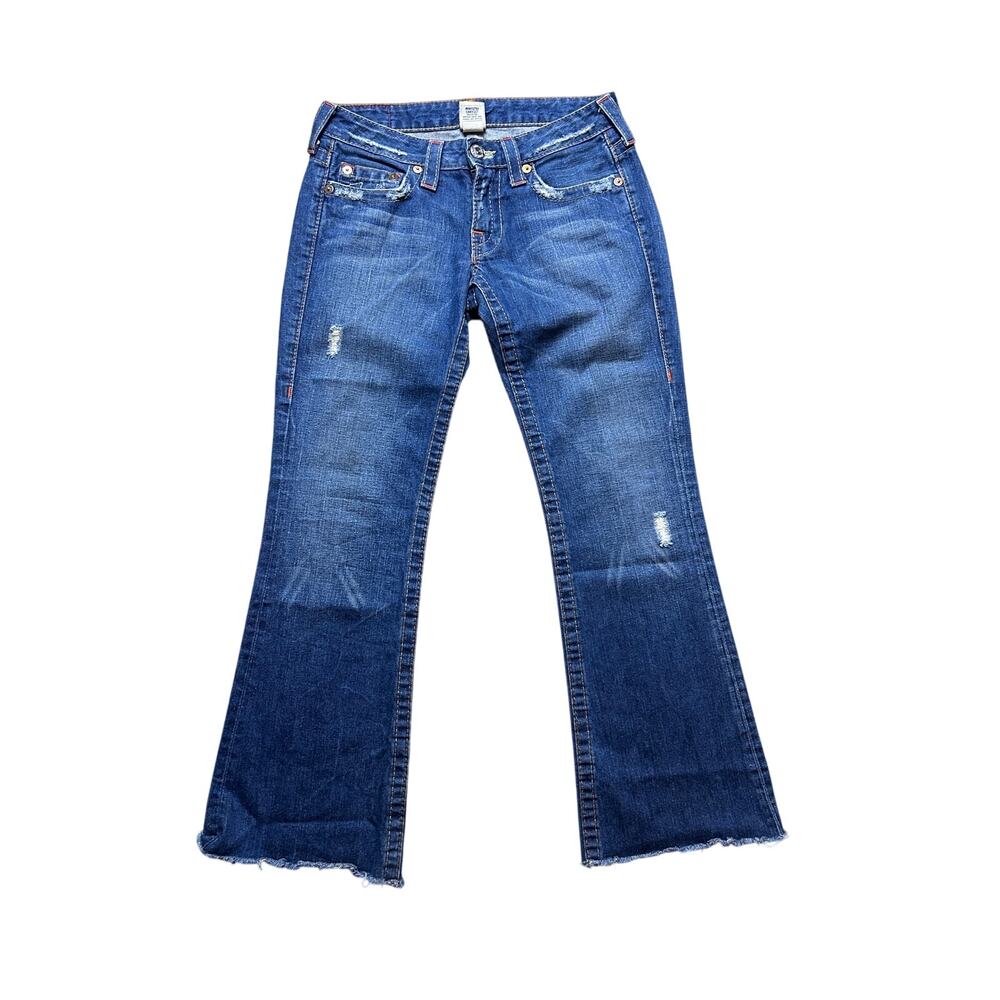 True Religion Becky Cut Distressed Jeans Size 28/29 Y2K Denim 601105 04-500